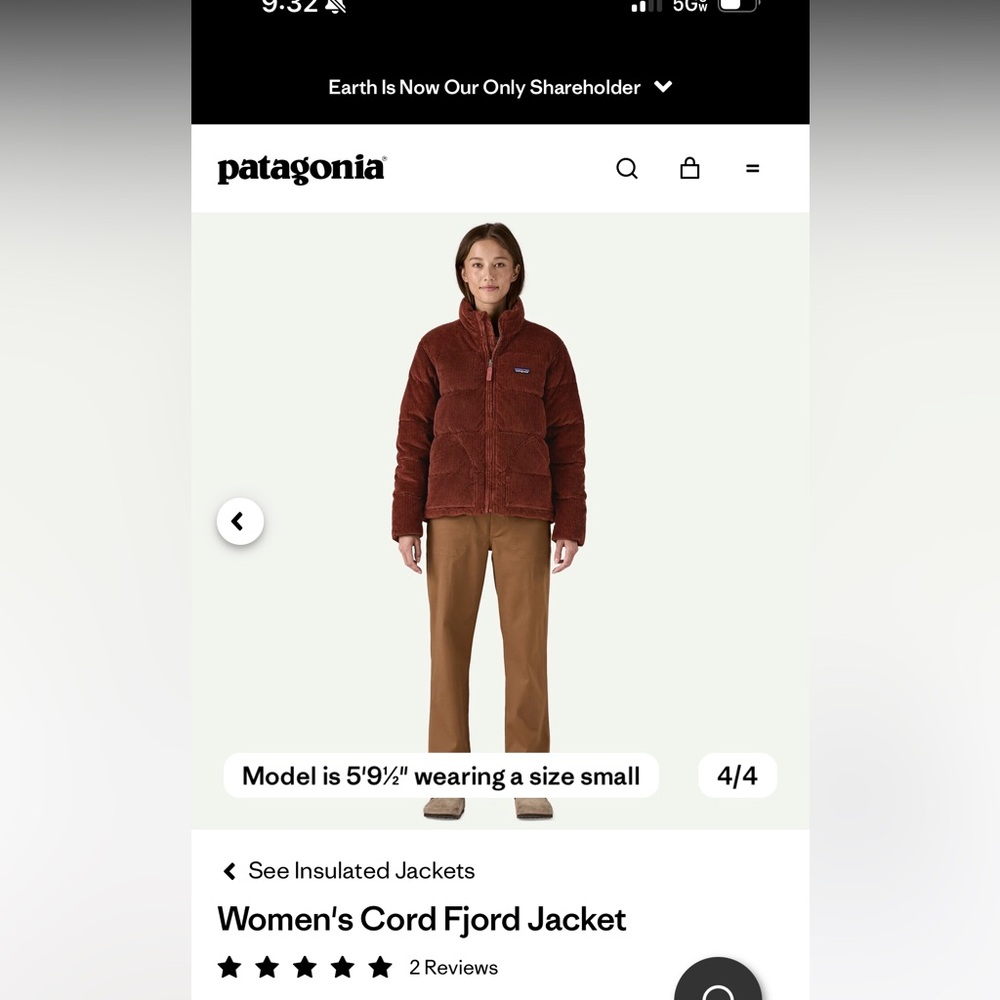 EUC Patagonia Cord Fjord Puffer Jacket. Worn Once.